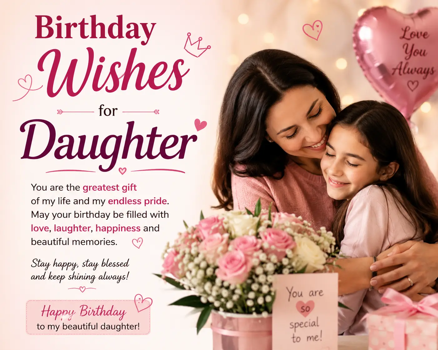 heart touching birthday wishes for daughter from mother image