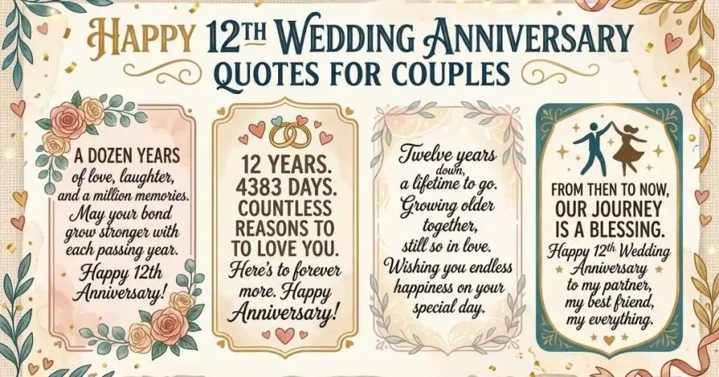 12th Wedding Anniversary Quotes for Couples