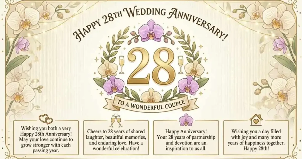 28th Anniversary Wishes for Couples