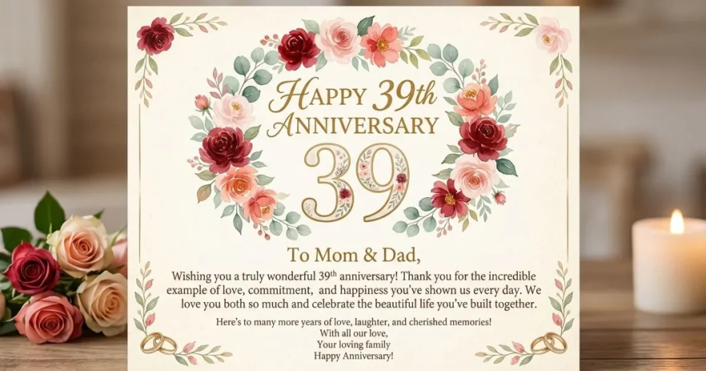 39th Wedding Anniversary Wishes for Parents