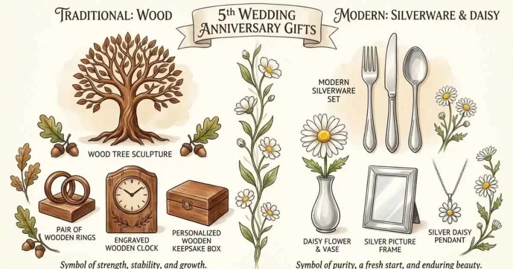 5th Wedding Anniversary Traditional and Modern Gifts