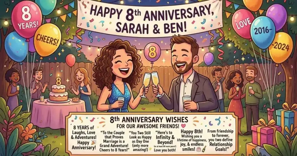 8th Anniversary Celebration Quotes, Captions & Wishes for Friend