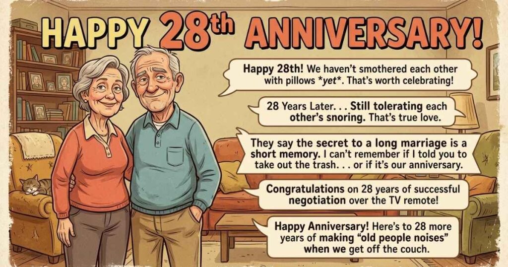 Funny 28th Wedding Anniversary Quotes