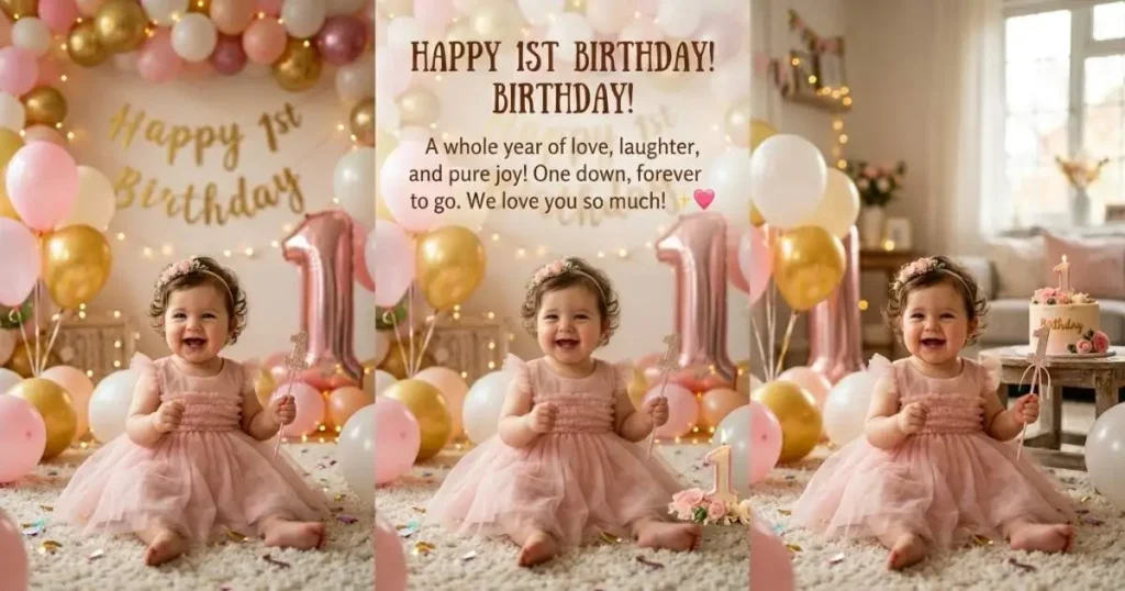 Happy 1st Birthday Wishes for Baby Girl WhatsApp Status