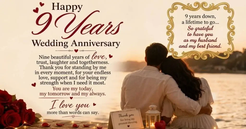 Heart Touching 9 Years Wedding Anniversary Wishes for Husband