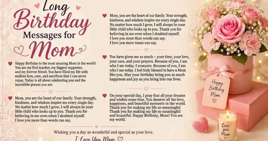 Long Birthday Messages for Mom