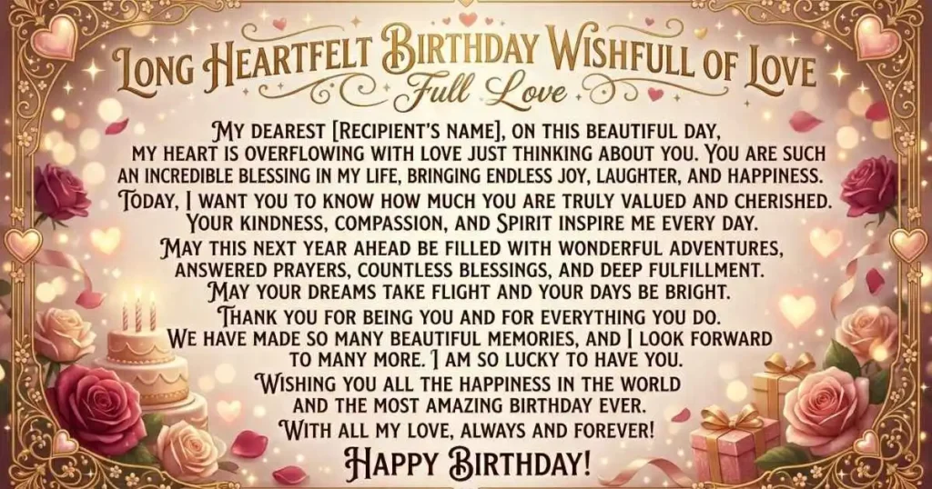 Long Heartfelt Birthday Wishes Full of Love