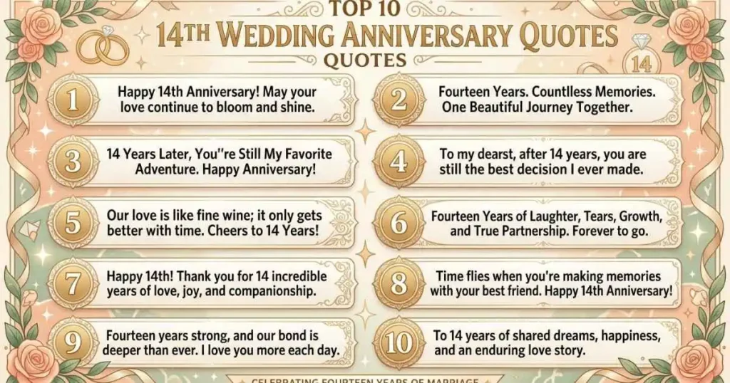 Top 10 14th Wedding Anniversary Quotes